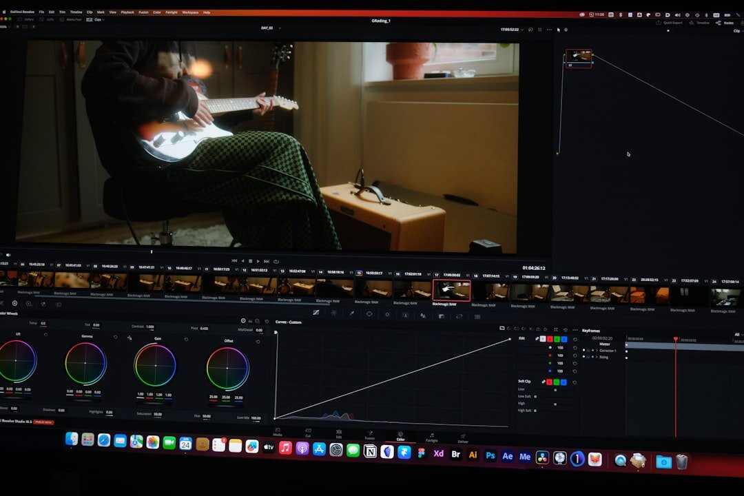 video editing timeline on screen