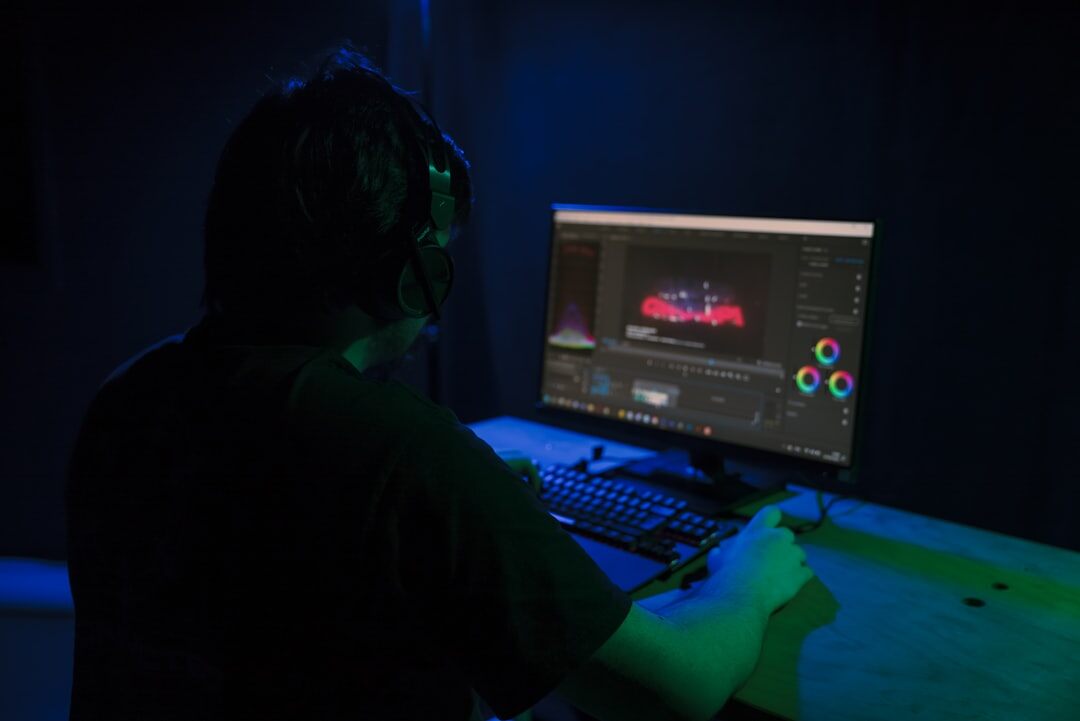 film editor at computer