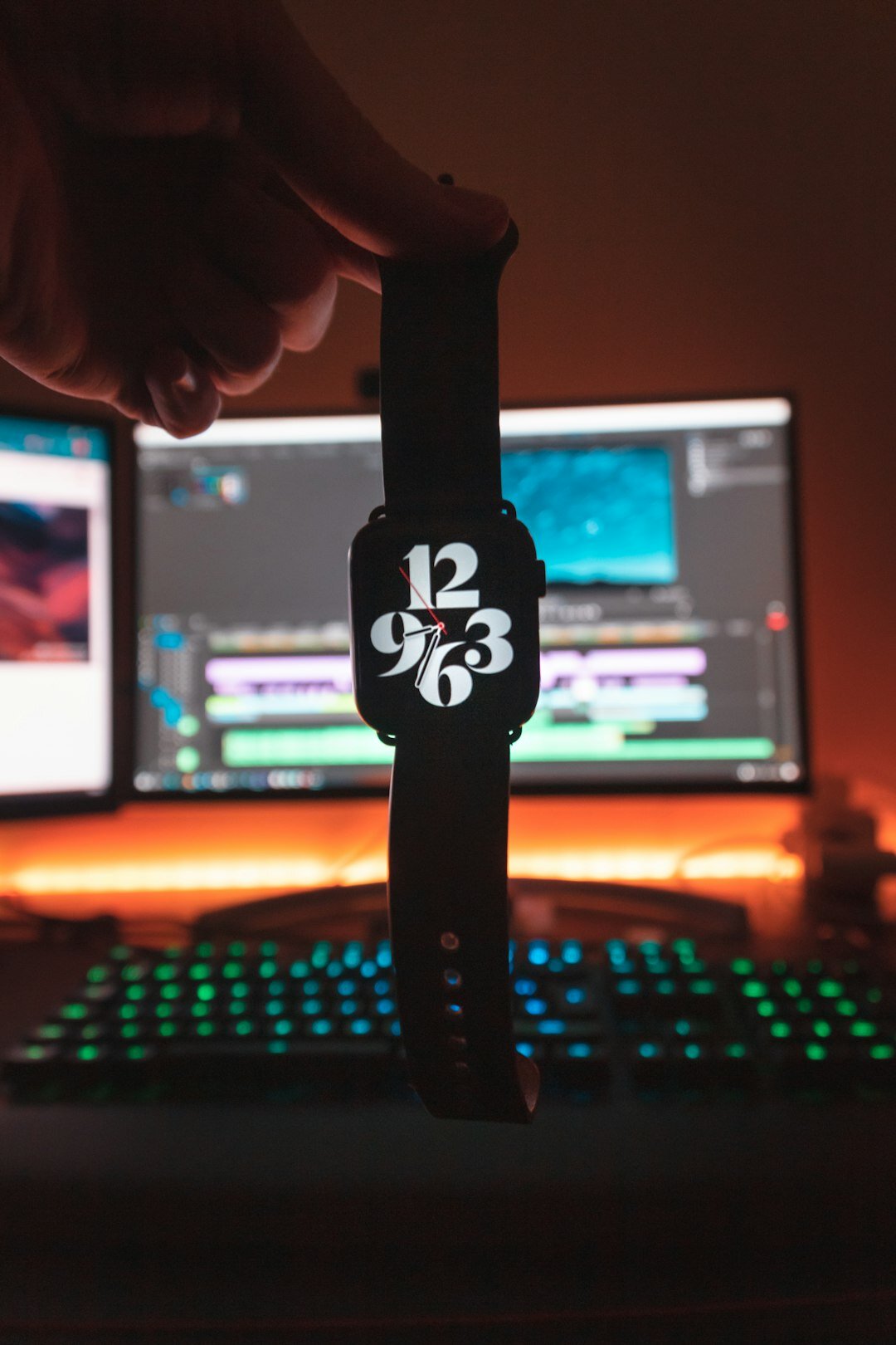 Portrait of a Swiss video editor working at an editing desk