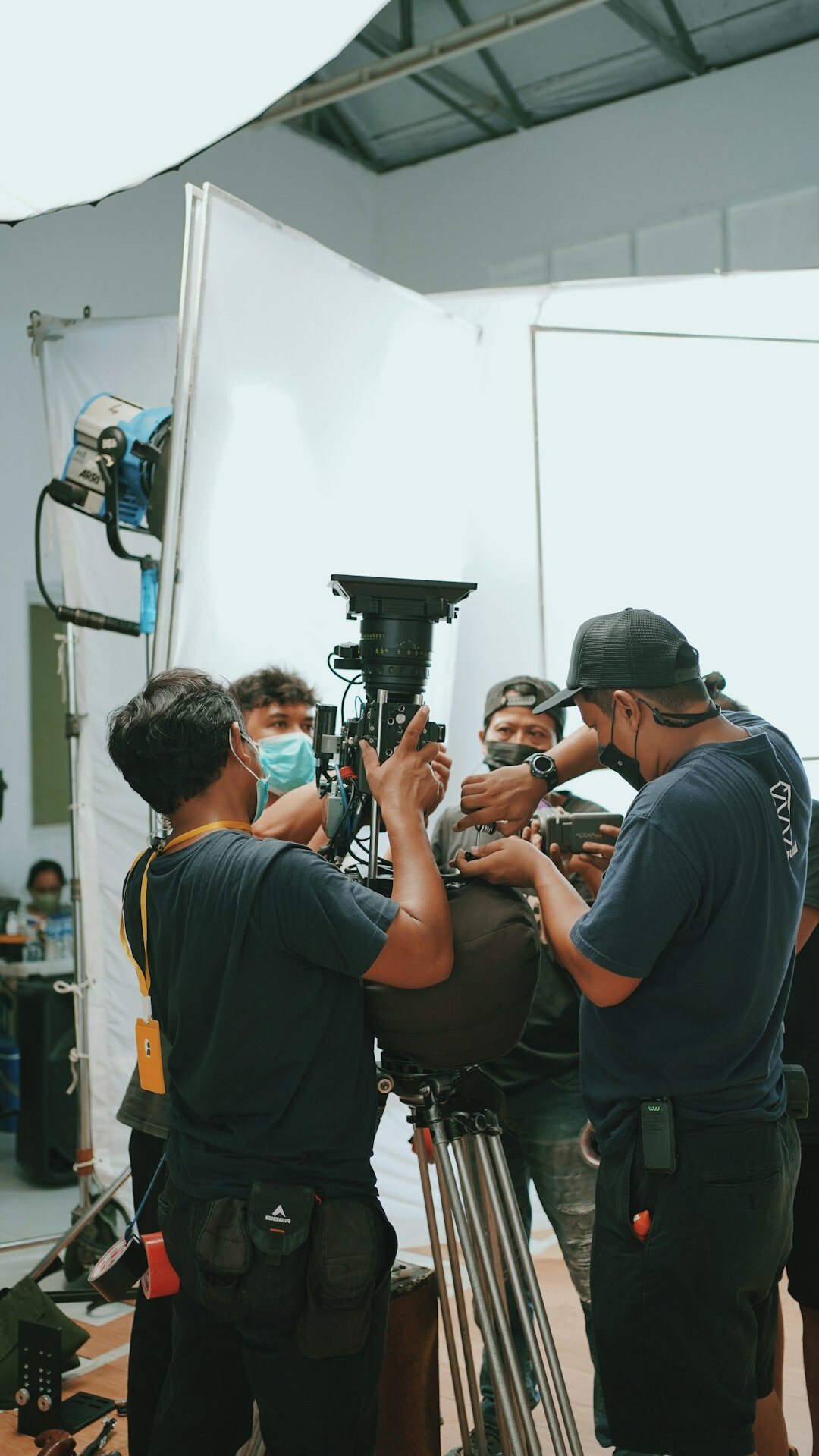 team discussing film project